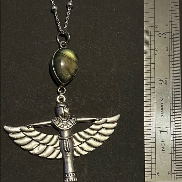 COPY - Egyptian goddess isis necklace, gothic winged goddess jewelry gift - Picture 6 of 7